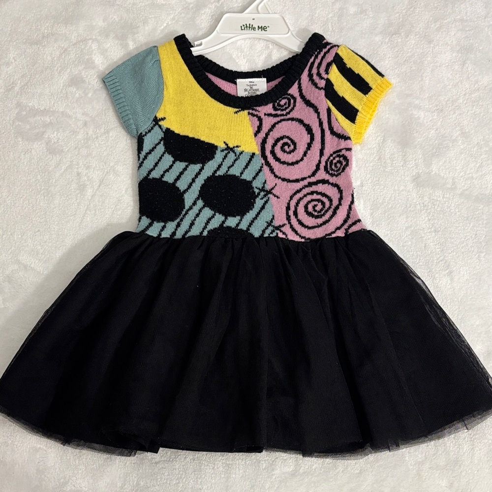 Disney Tim Burton's Nightmare Before Christmas Sweater Dress Black, Yellow, Pink
